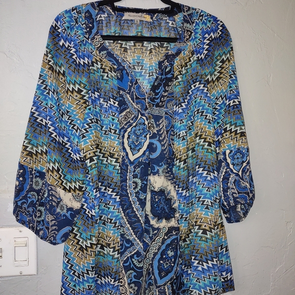 Figueroa flower blouse women,size 1X 3/4 Sleeve,good condition 20 inch of armpit - Picture 5 of 5